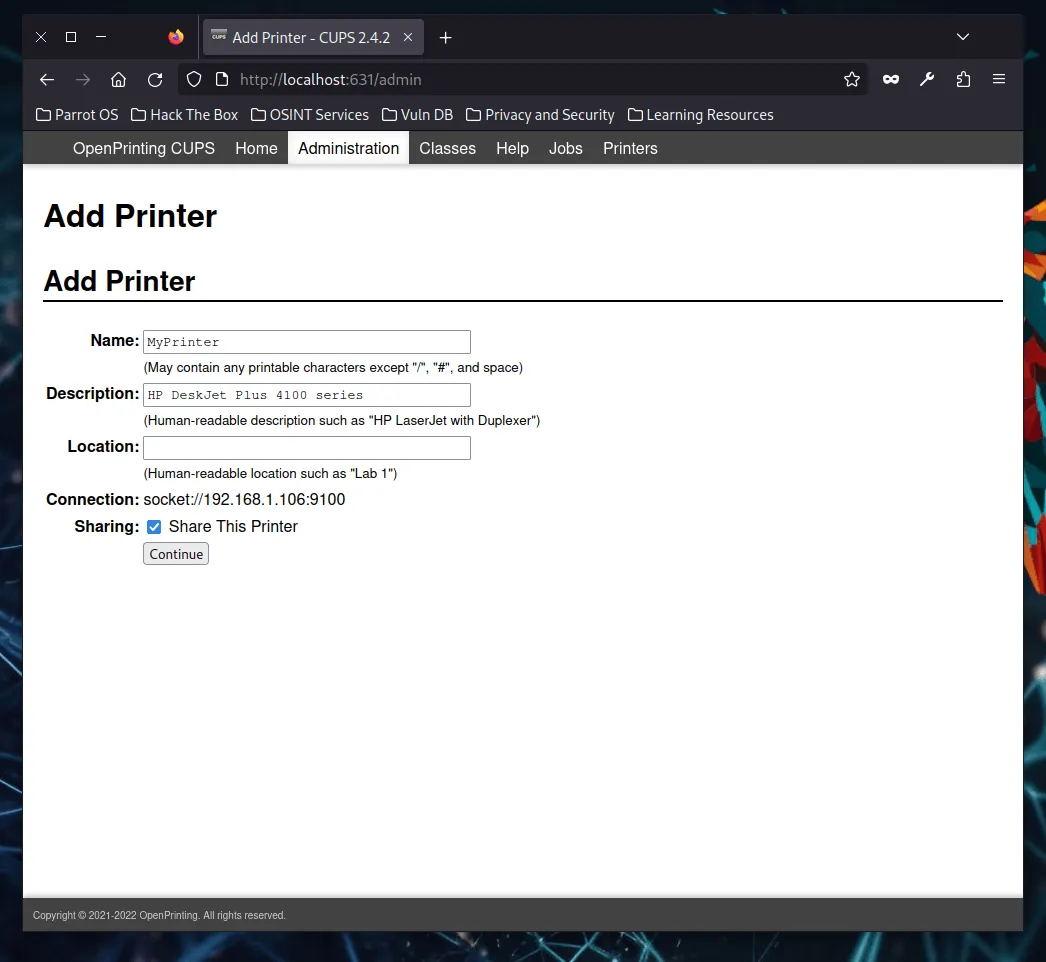 Add new printer
